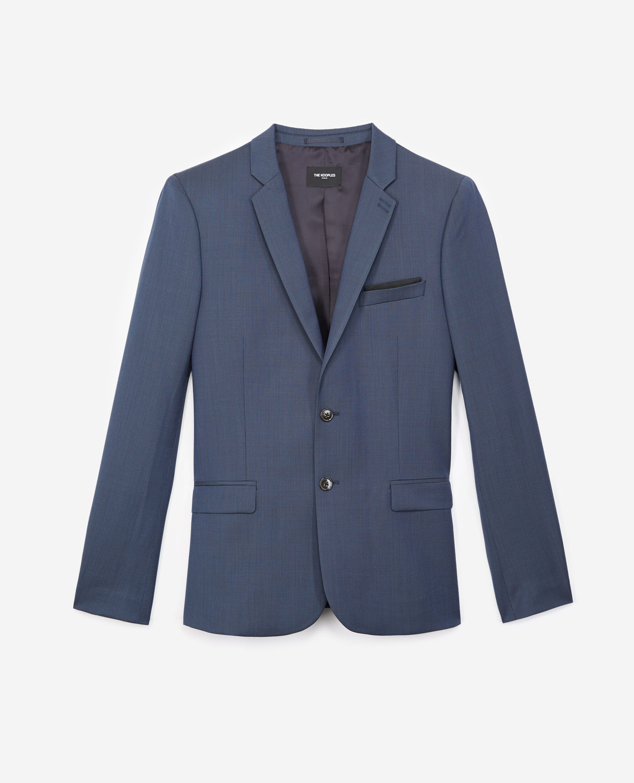 Textured wool formal blue jacket, BLUE, hi-res image number null