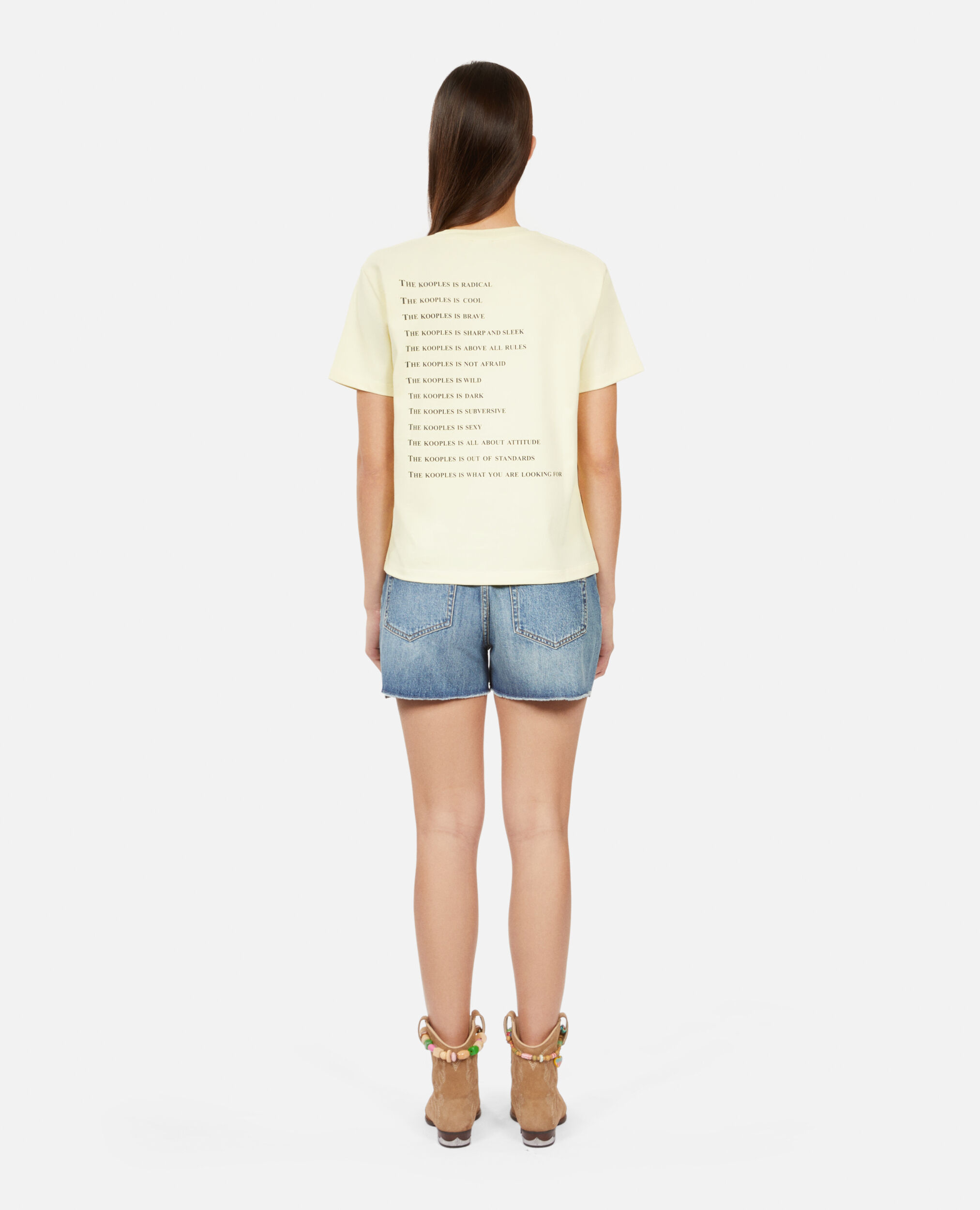 Hellgelbes T-Shirt mit „What is“-Schriftzug, BRIGHT YELLOW, hi-res image number null