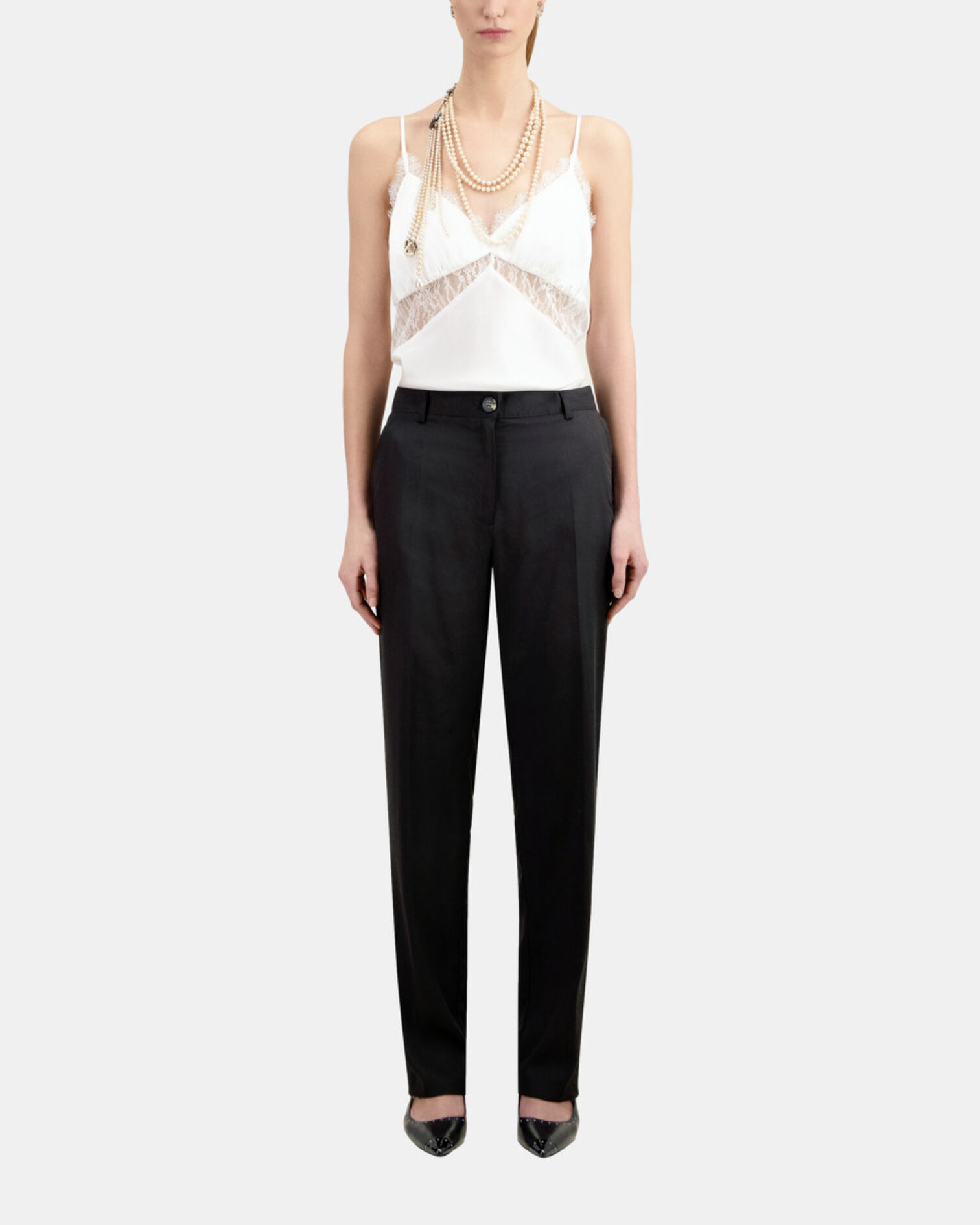 Pantalon droit tencel style militaire noir, BLACK, hi-res image number null