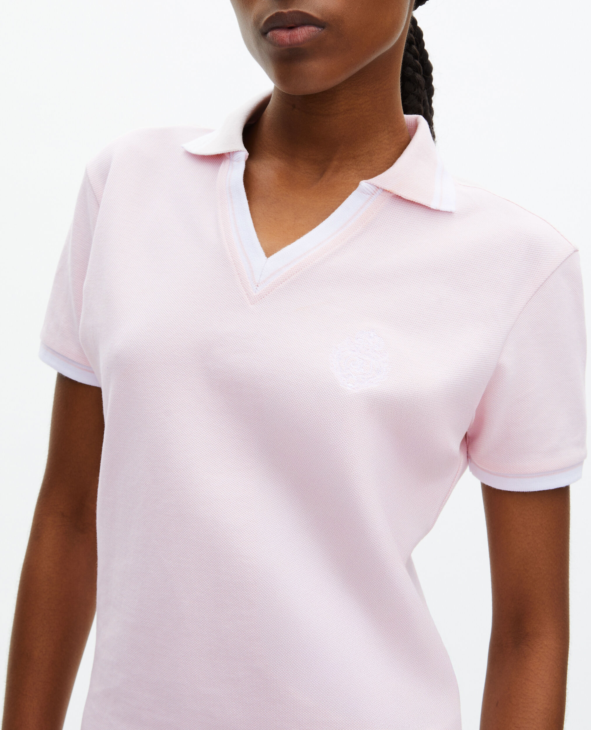 Pale pink V-neck polo shirt, LILA, hi-res image number null