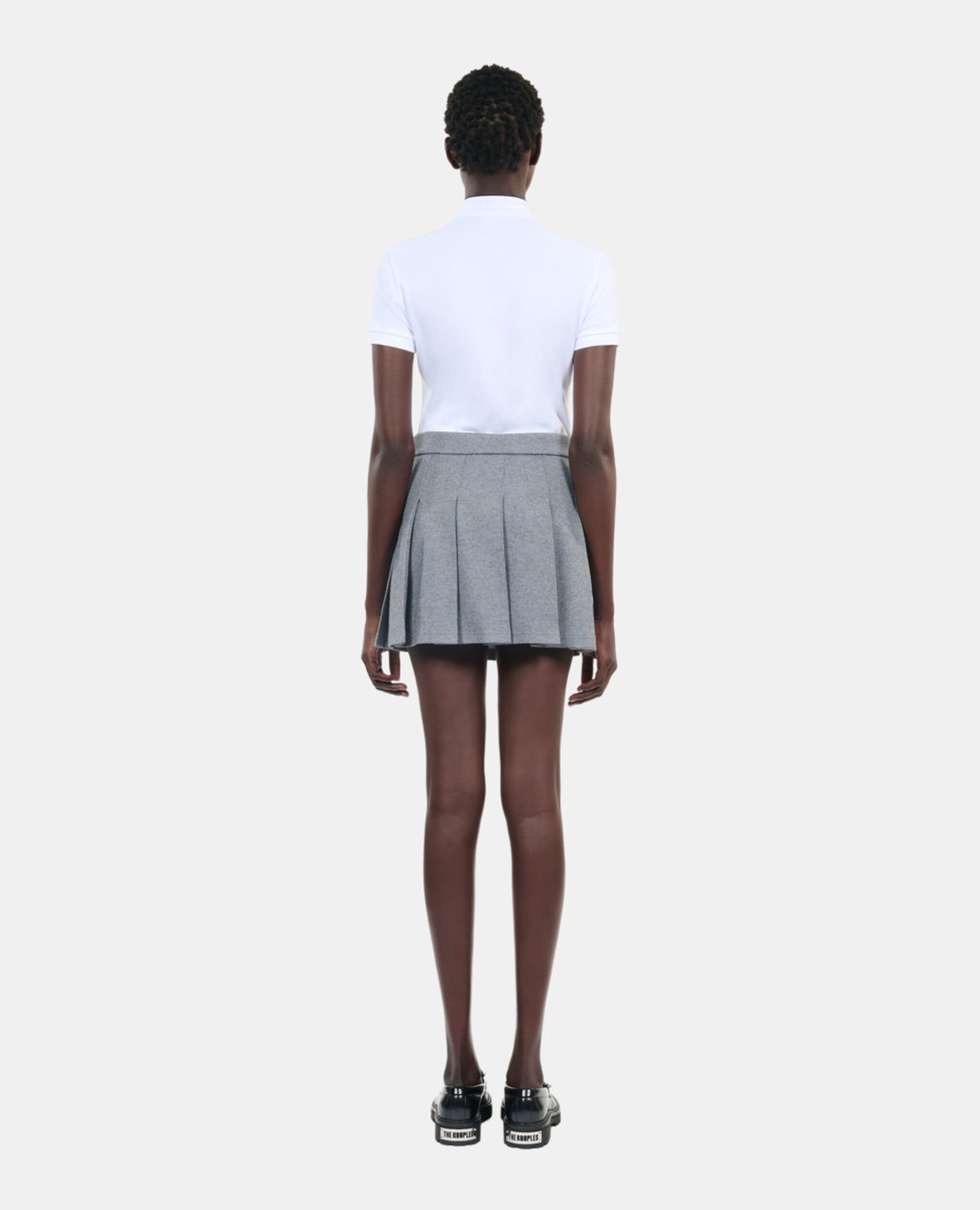 Jupe courte plissée grise, GREY MELANGE, hi-res image number null