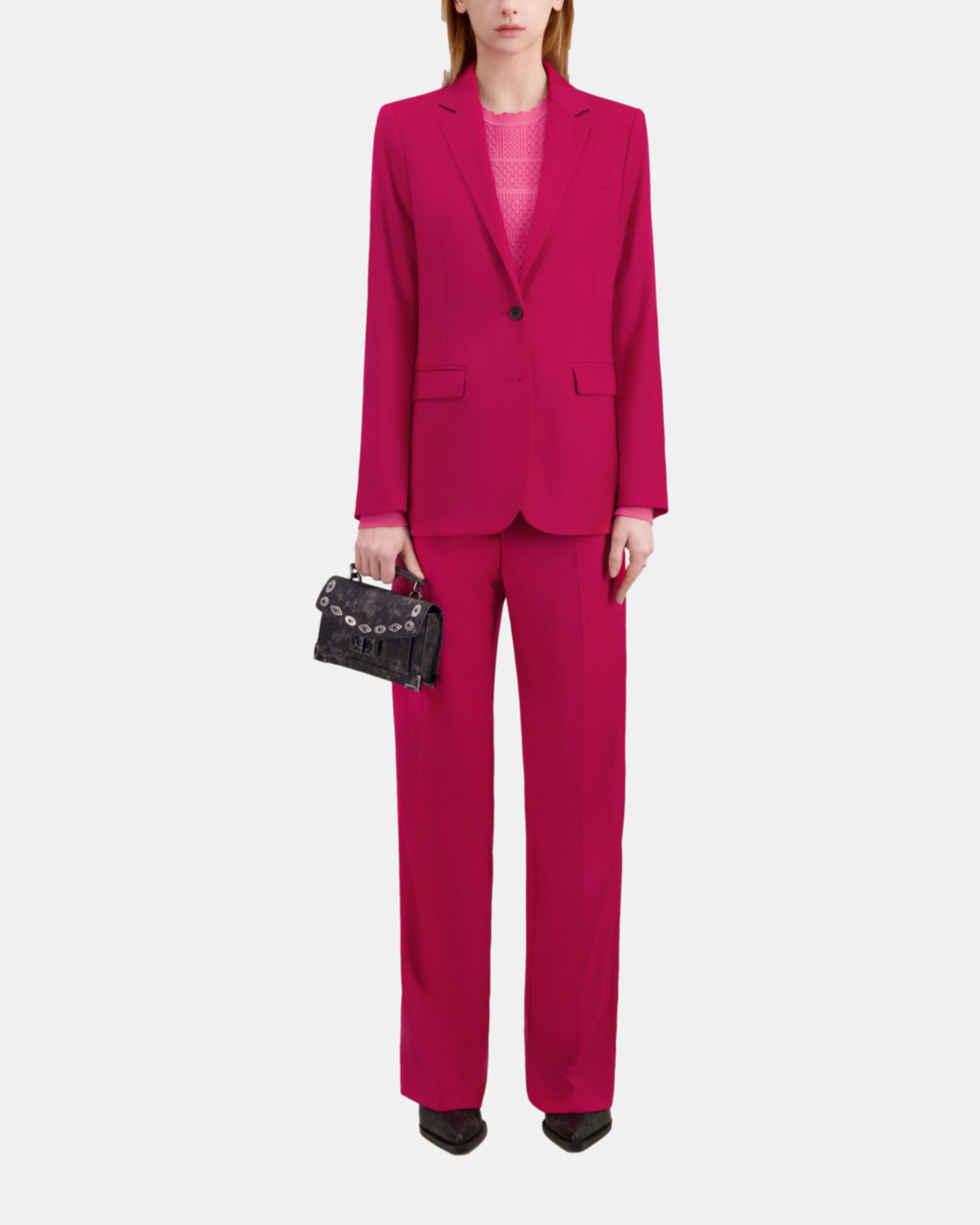 Veste tailleur en laine rouge, CHERRY, hi-res image number null