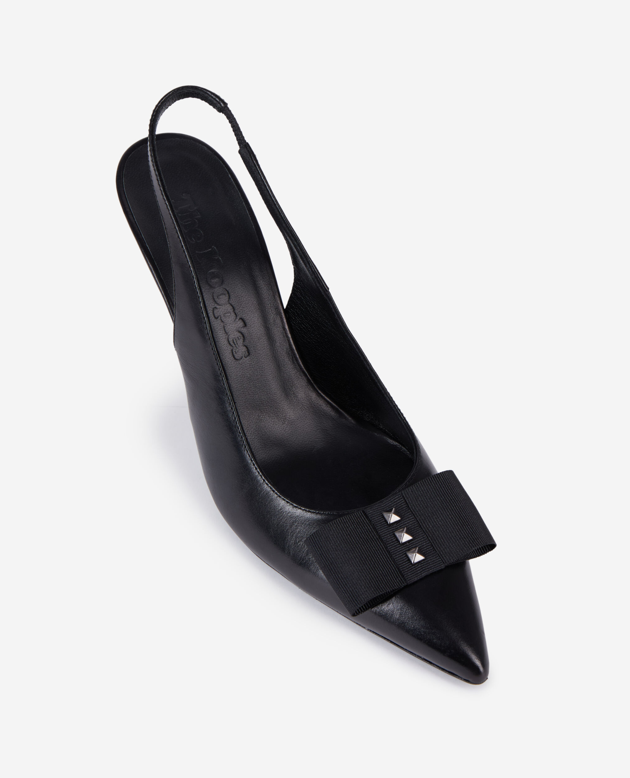 Escarpins en cuir noir à bride arrière, BLACK, hi-res image number null