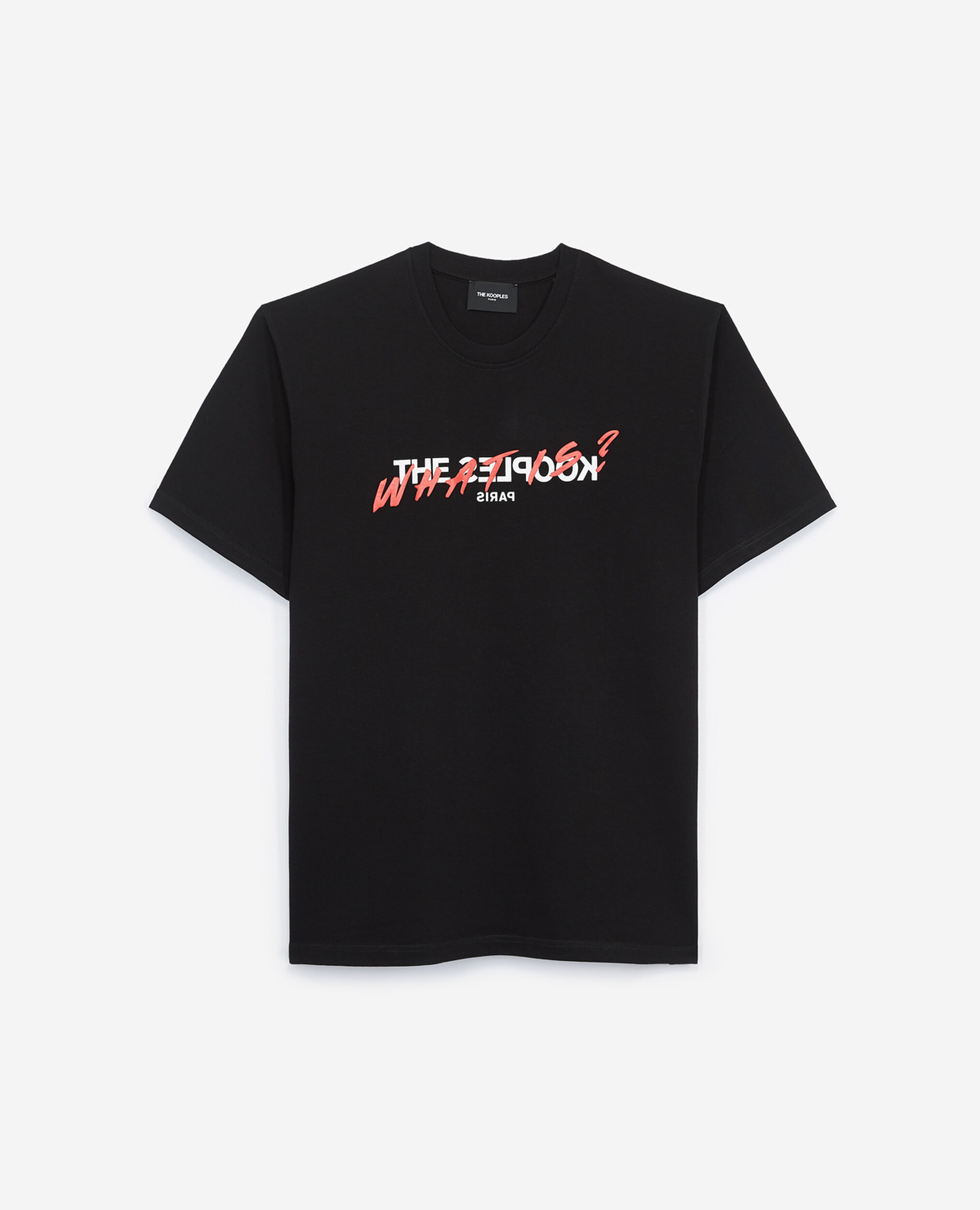 Men's black cotton t-shirt with what is print, BLACK, hi-res image number null