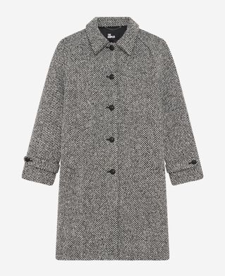 The Kooples F BLANC / BLEU black and white tweed long coat