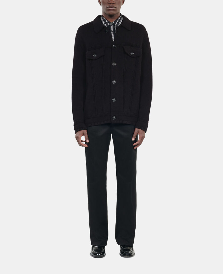 The Kooples MEN BLACK black wool cardigan 