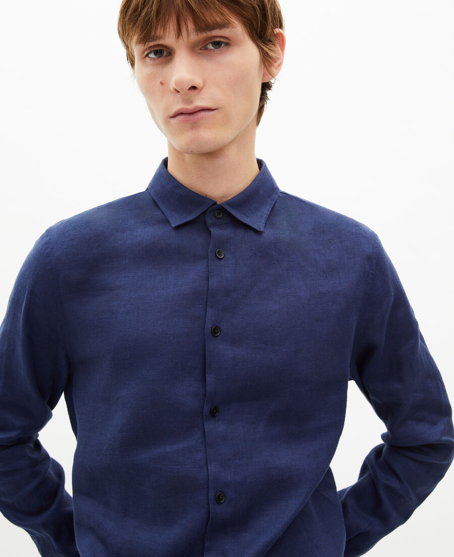 The Kooples H NAVY navy linen shirt
