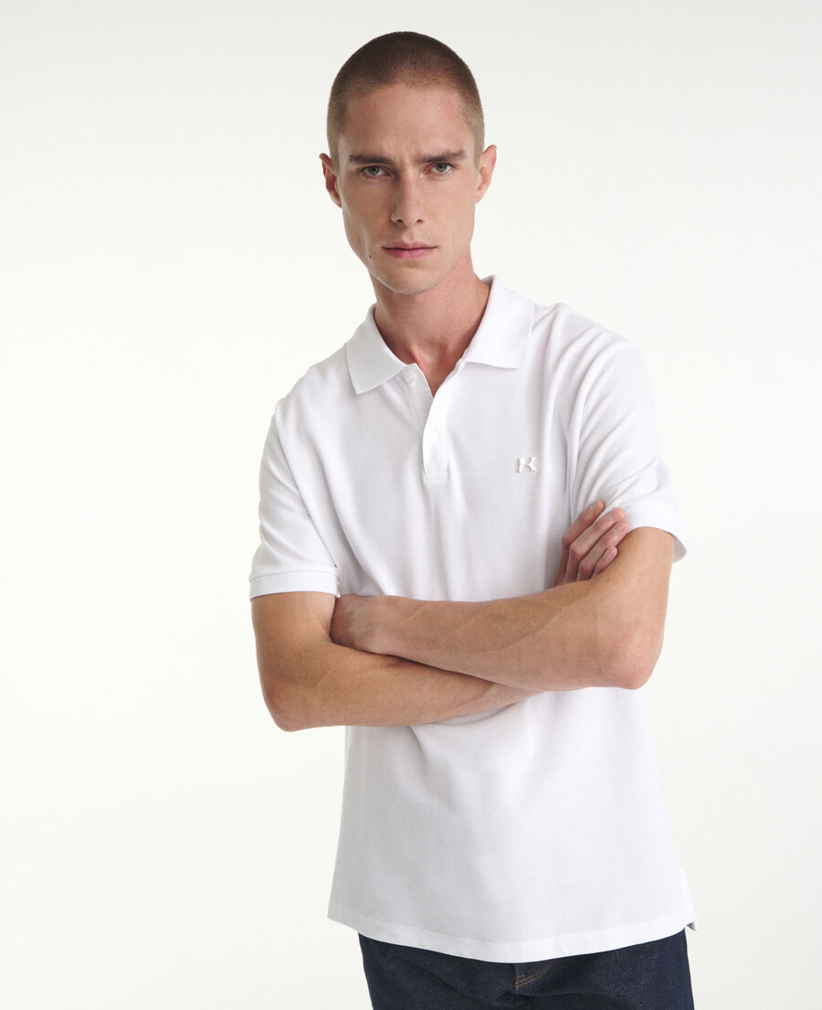 camisa polo algodón blanca cuello clásico