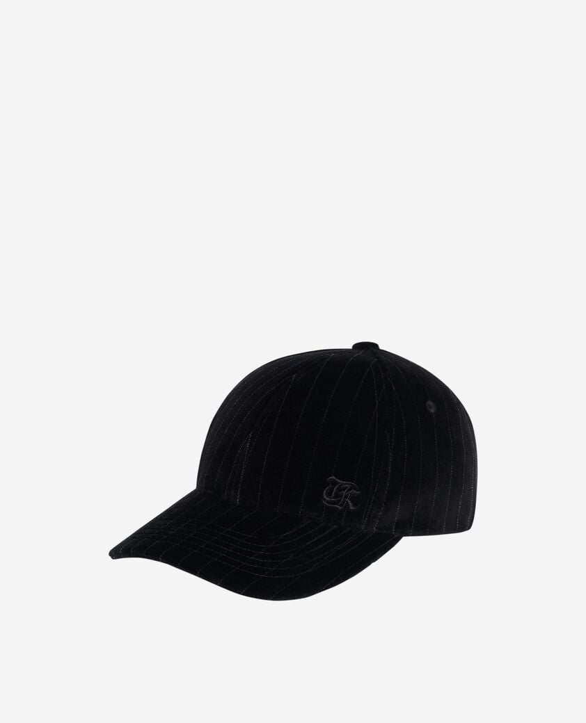 The Kooples MIXED BLACK white velvet cap with fine stripes