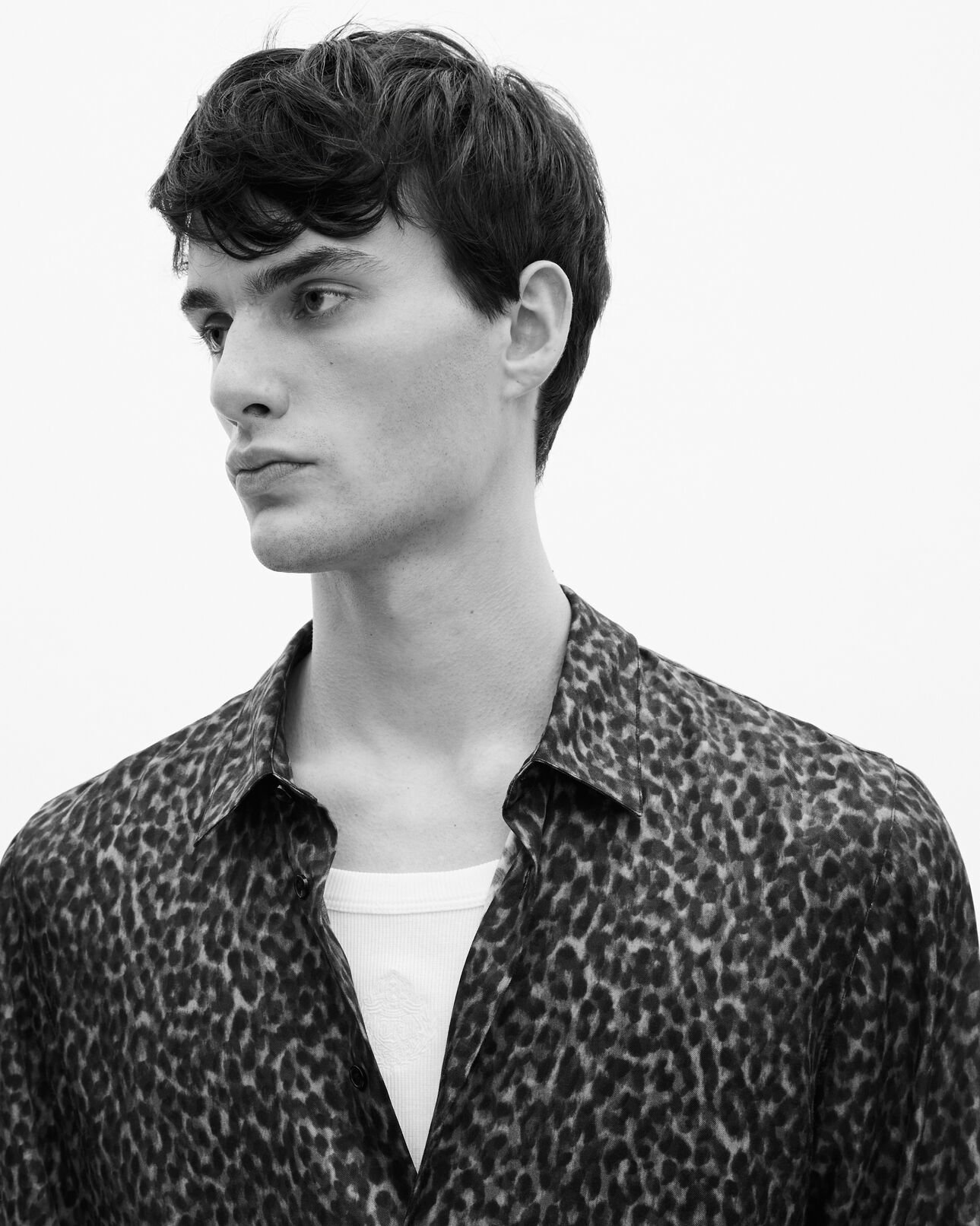 The Kooples HOMME BLUE chemise en soie mélangée imprimé léopard