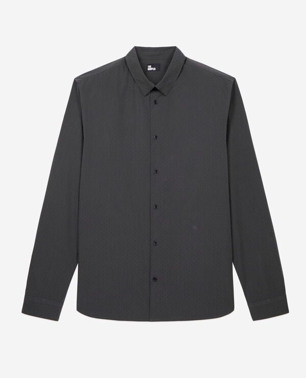 charcoal gray shirt with micro patterns