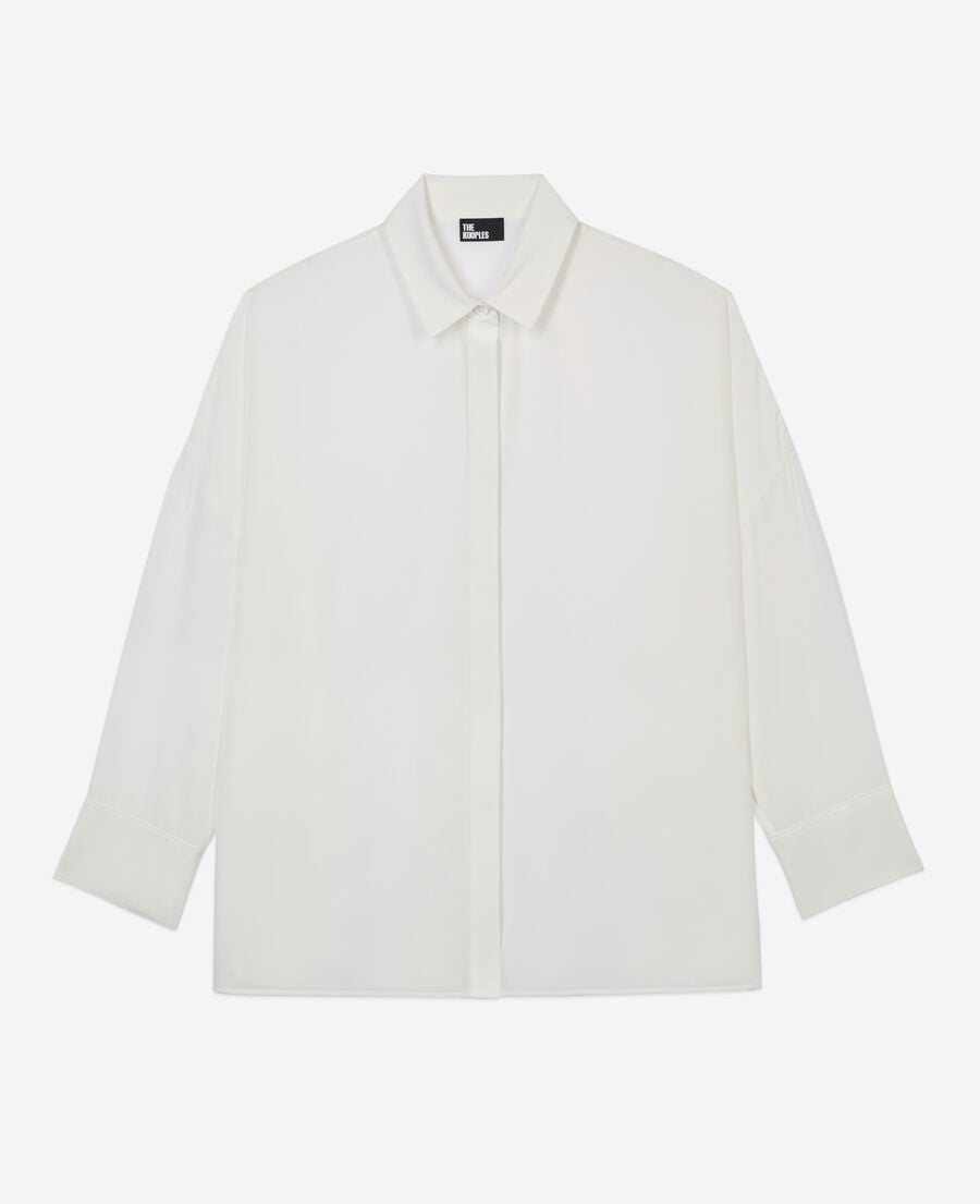 The Kooples WOMEN WHITE loose white washed silk shirt