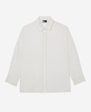 The Kooples WOMEN WHITE loose white washed silk shirt
