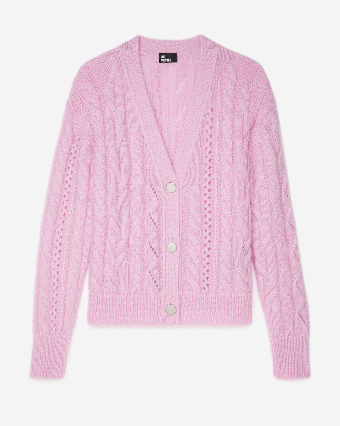 The Kooples DAMEN PINK rosa cardigan aus wolle mit zopfmuster