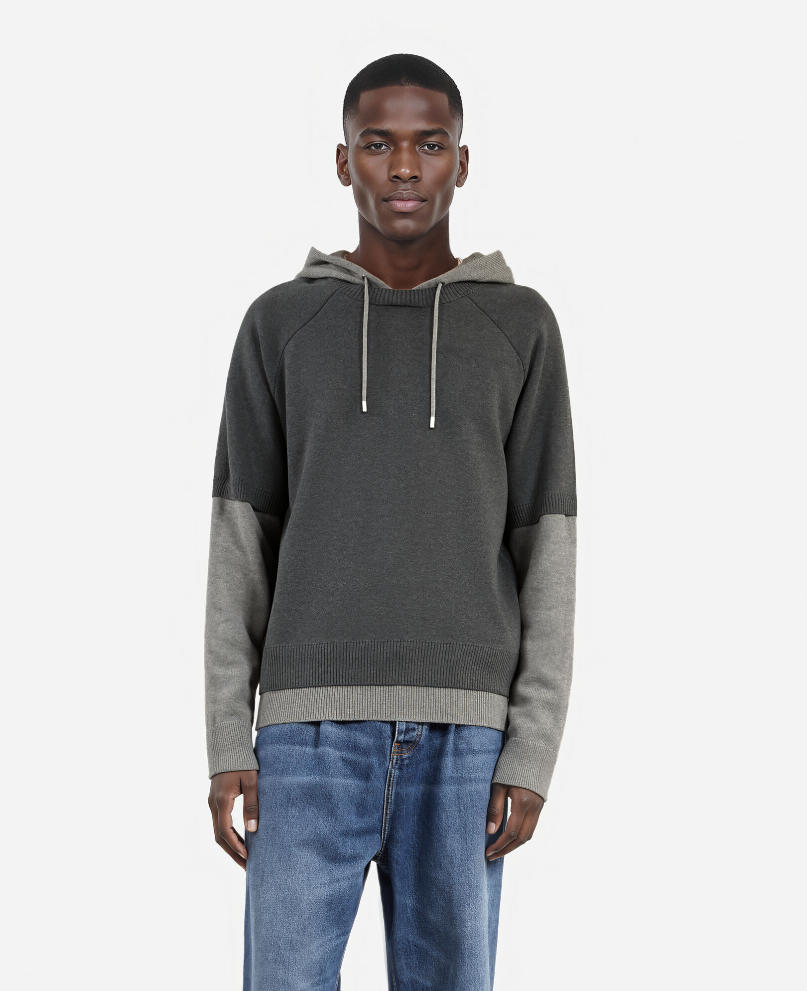 The Kooples HERREN MIDDLE GREY / ANTHRACITE grauer pullover aus baumwolle