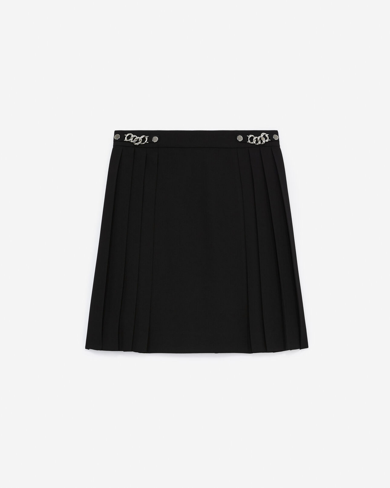 The Kooples MUJER BLACK falda negra plisada crepé cinturón cadena