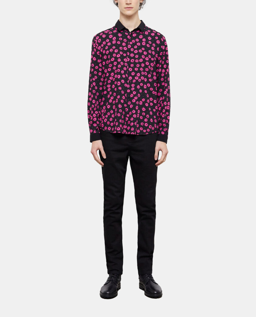 The Kooples HERREN BLACK / PINK hemd mit klassischem kragen und print