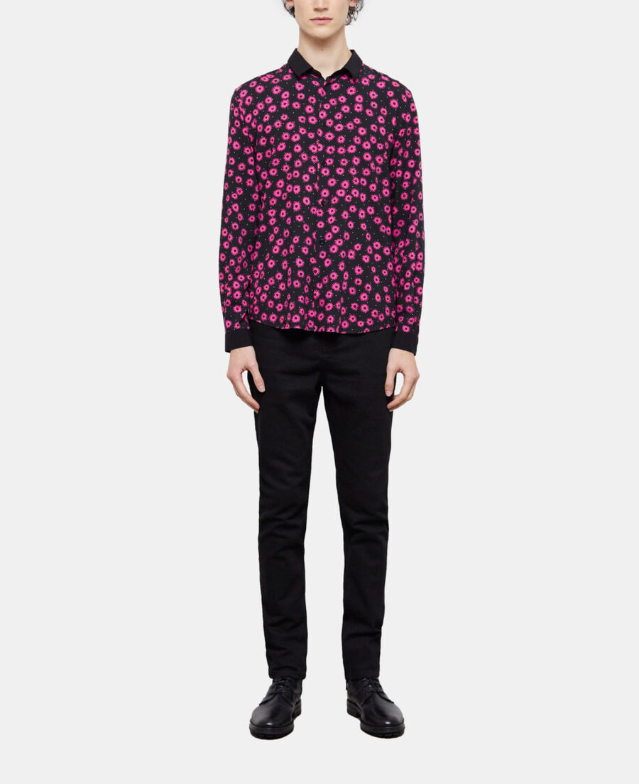 The Kooples HERREN BLACK / PINK hemd mit klassischem kragen und print