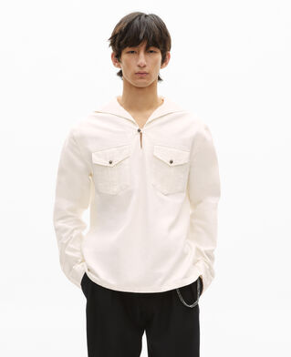 The Kooples HOMME ECRU chemise col vareuse écru