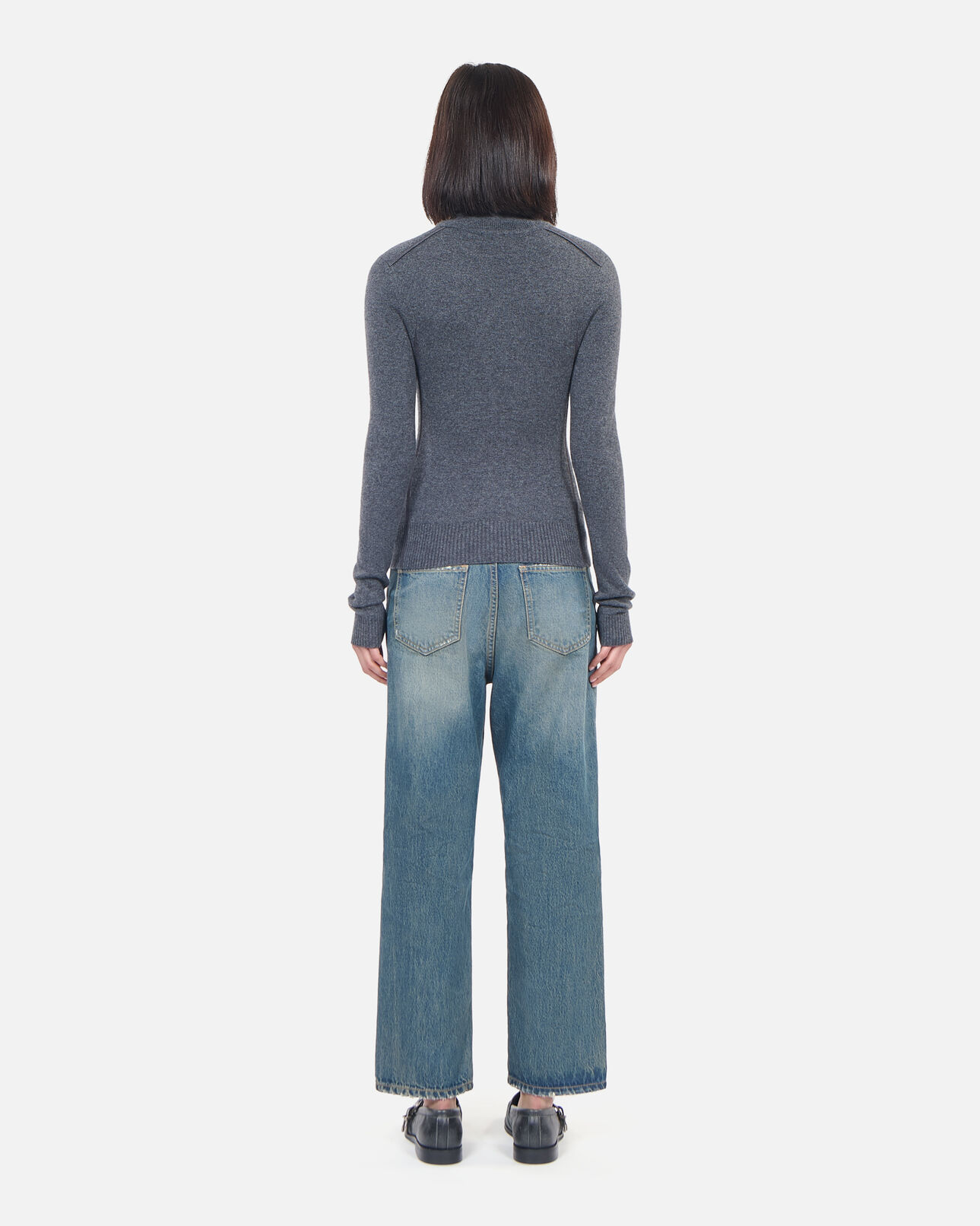 The Kooples WOMEN ANTHRACITE MELANGE grey cashmere sweater