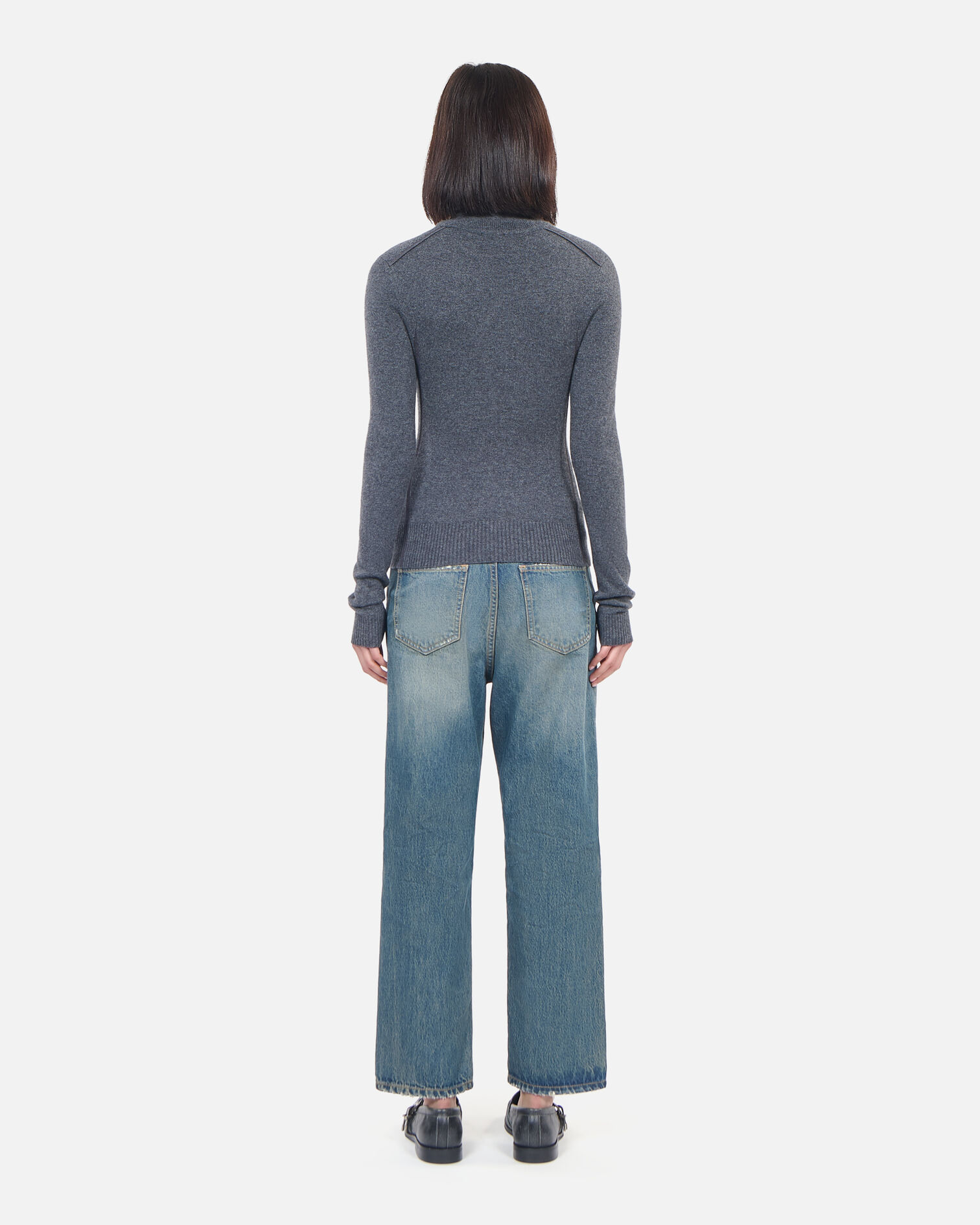 Grey cashmere sweater, ANTHRACITE MELANGE, hi-res image number null