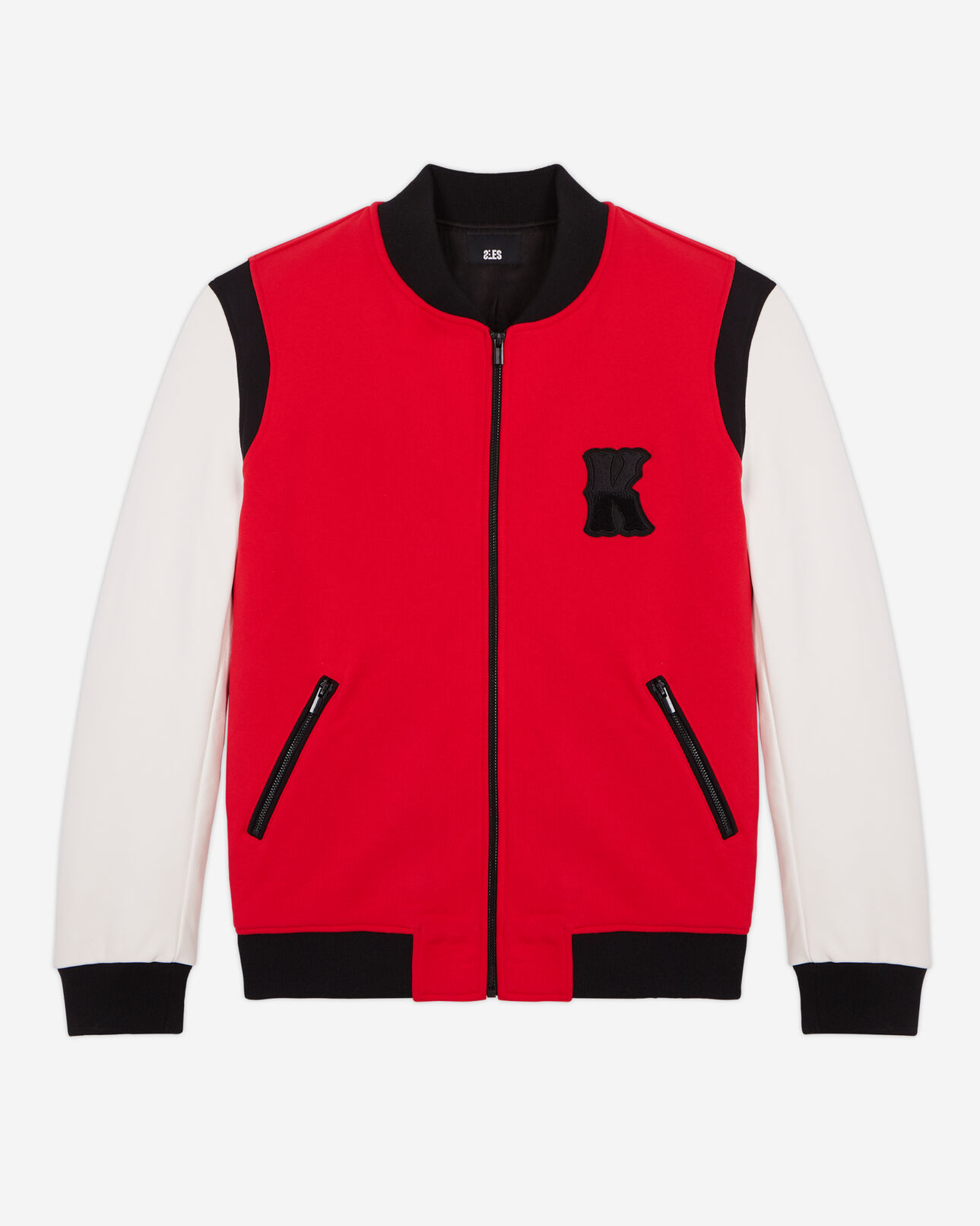 The Kooples MEN RED / WHITE embroidered leather jacket
