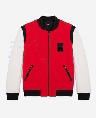 The Kooples H RED / WHITE embroidered leather jacket