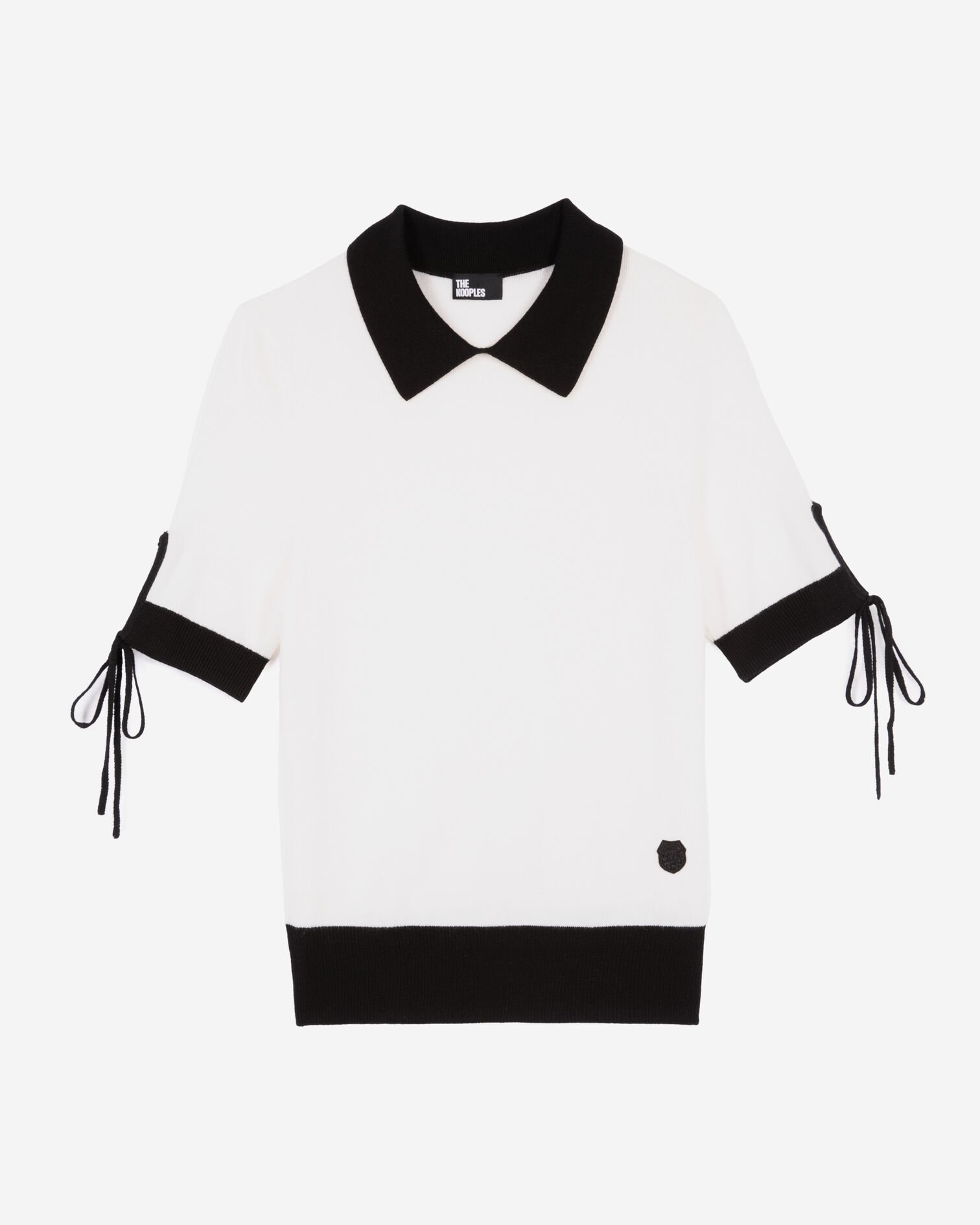 Pull manches courtes en laine écru, BLACK-ECRU, hi-res image number null