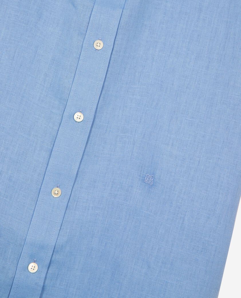 The Kooples MEN BLUE short-sleeved blue linen shirt