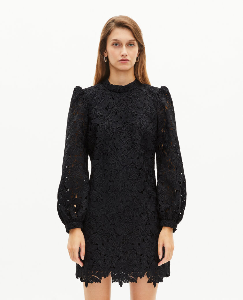 The Kooples DAMEN BLACK kurzes kleid aus schwarzer blumenspitze
