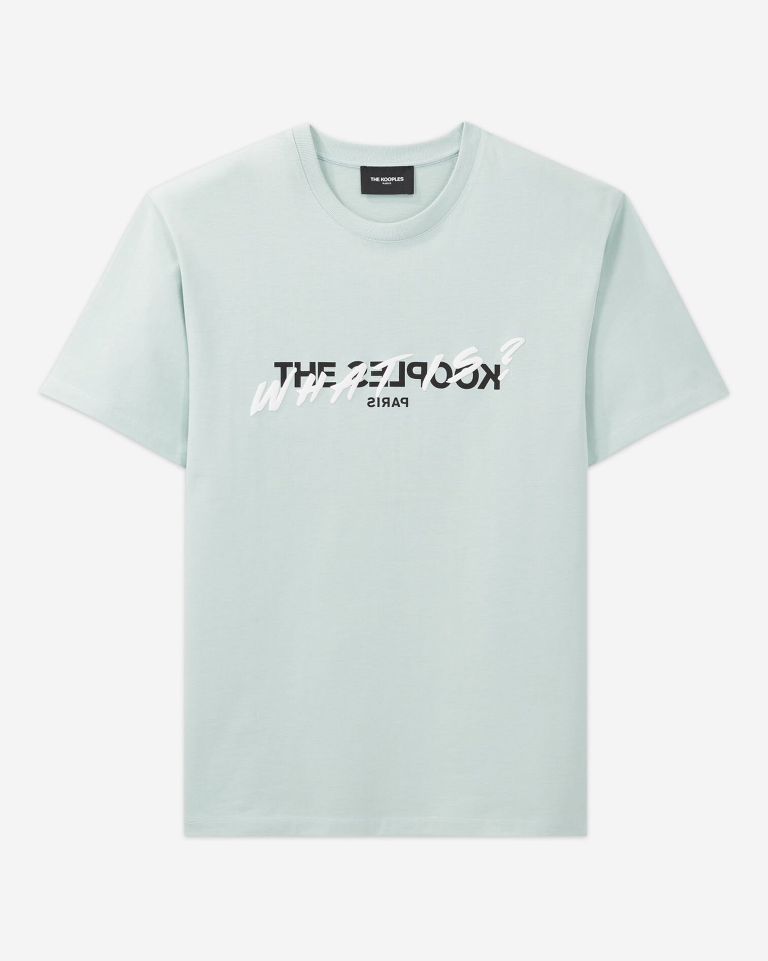 T-shirt vert coton détail What is The Kooples, GRIS BLEU, hi-res image number null