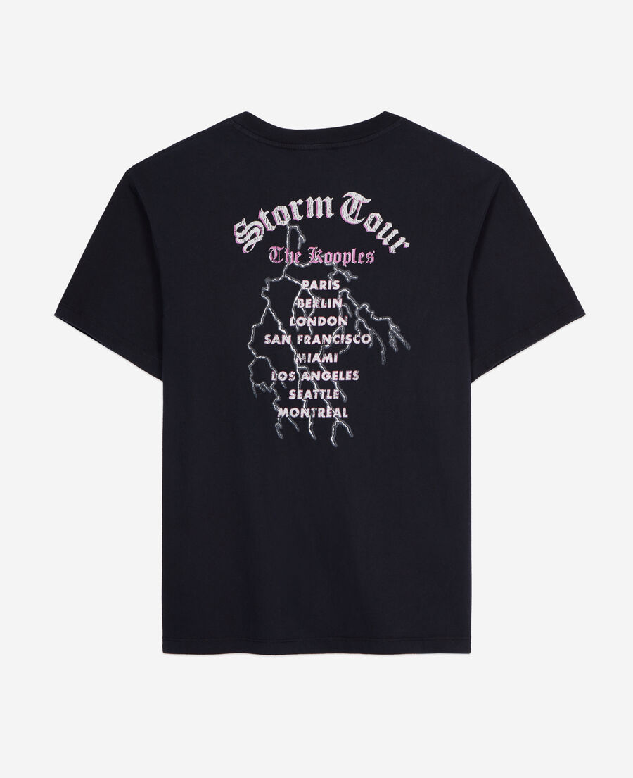The Kooples F BLACK black t-shirt with feel the storm serigraphy