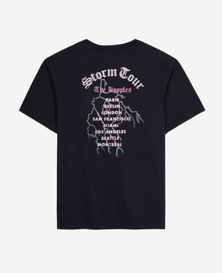 The Kooples F BLACK black t-shirt with feel the storm serigraphy