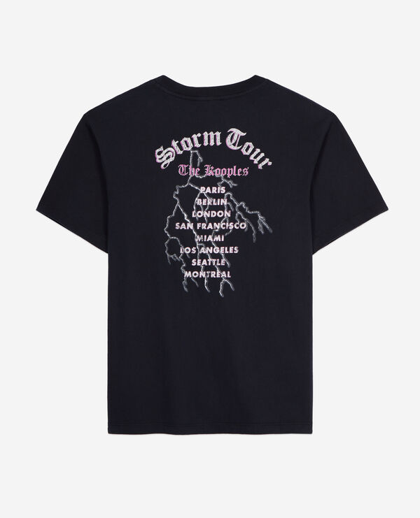 The Kooples FEMME BLACK t-shirt femme noir avec sérigraphie feel the storm