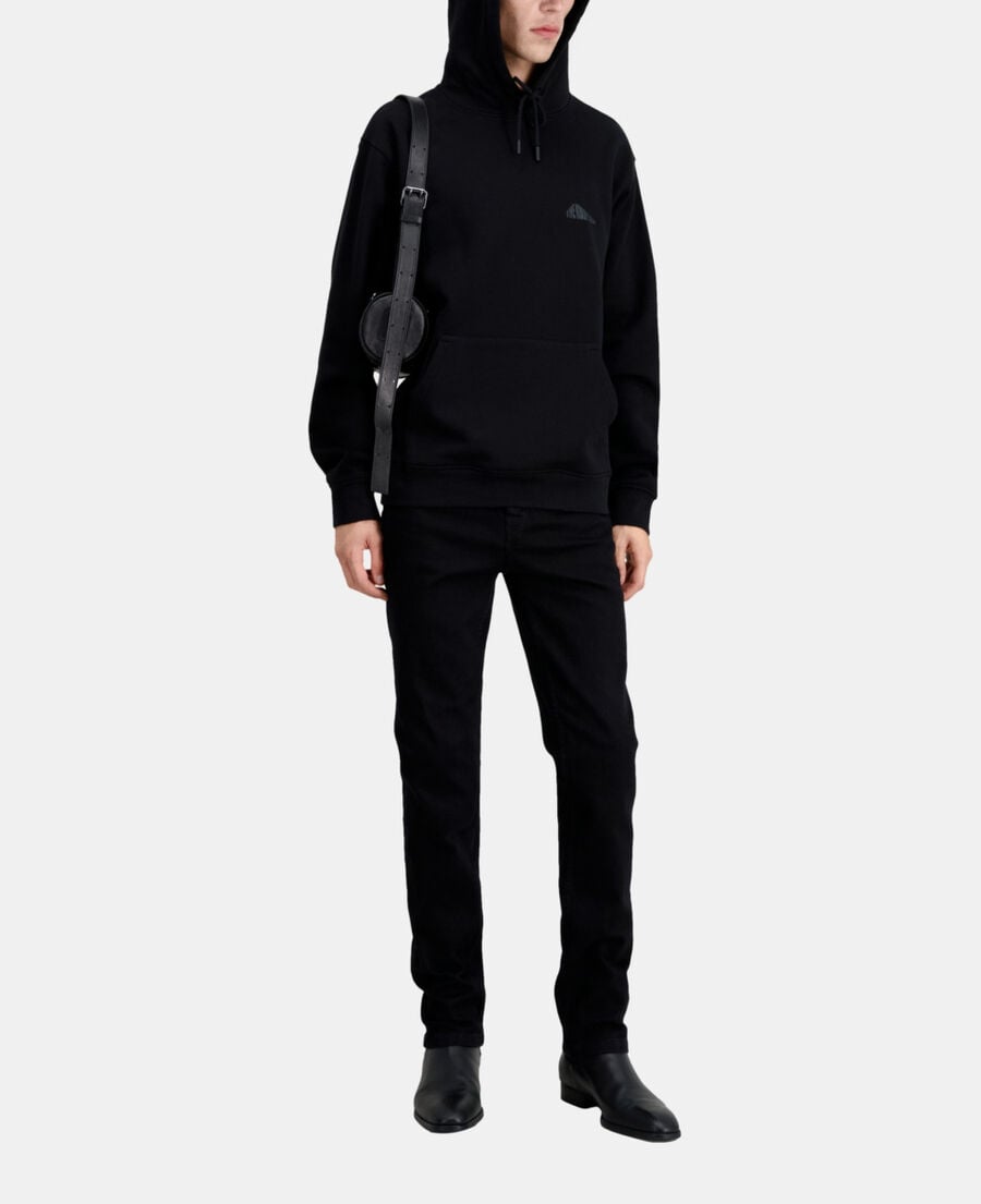 The Kooples MEN BLACK men's black hoodie with graphic logo serigraphy