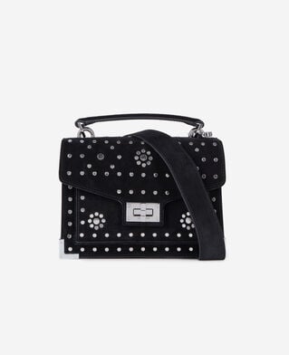 The Kooples WOMEN BLACK black leather emily small bag with studs