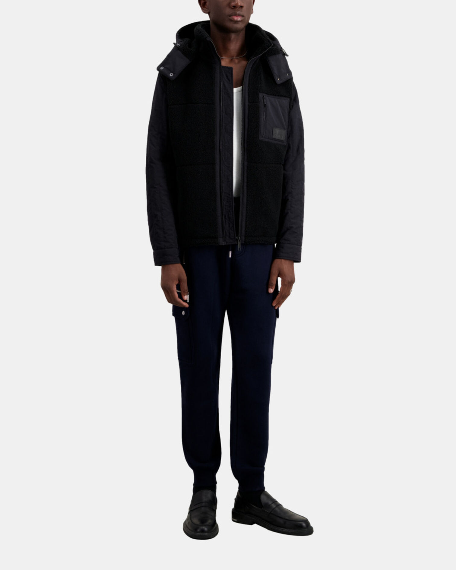 Blouson type surchemise sherpa noir, BLACK, hi-res image number null