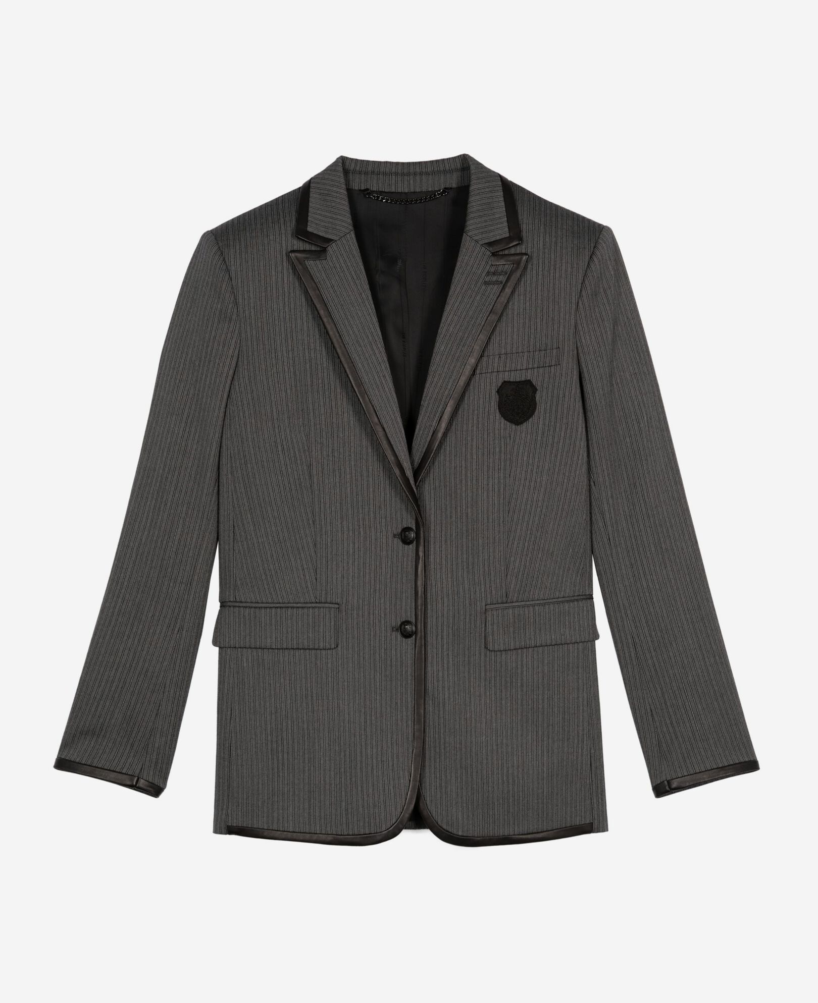 The Kooples WOMEN DARK GREY gray striped wool blend jacket