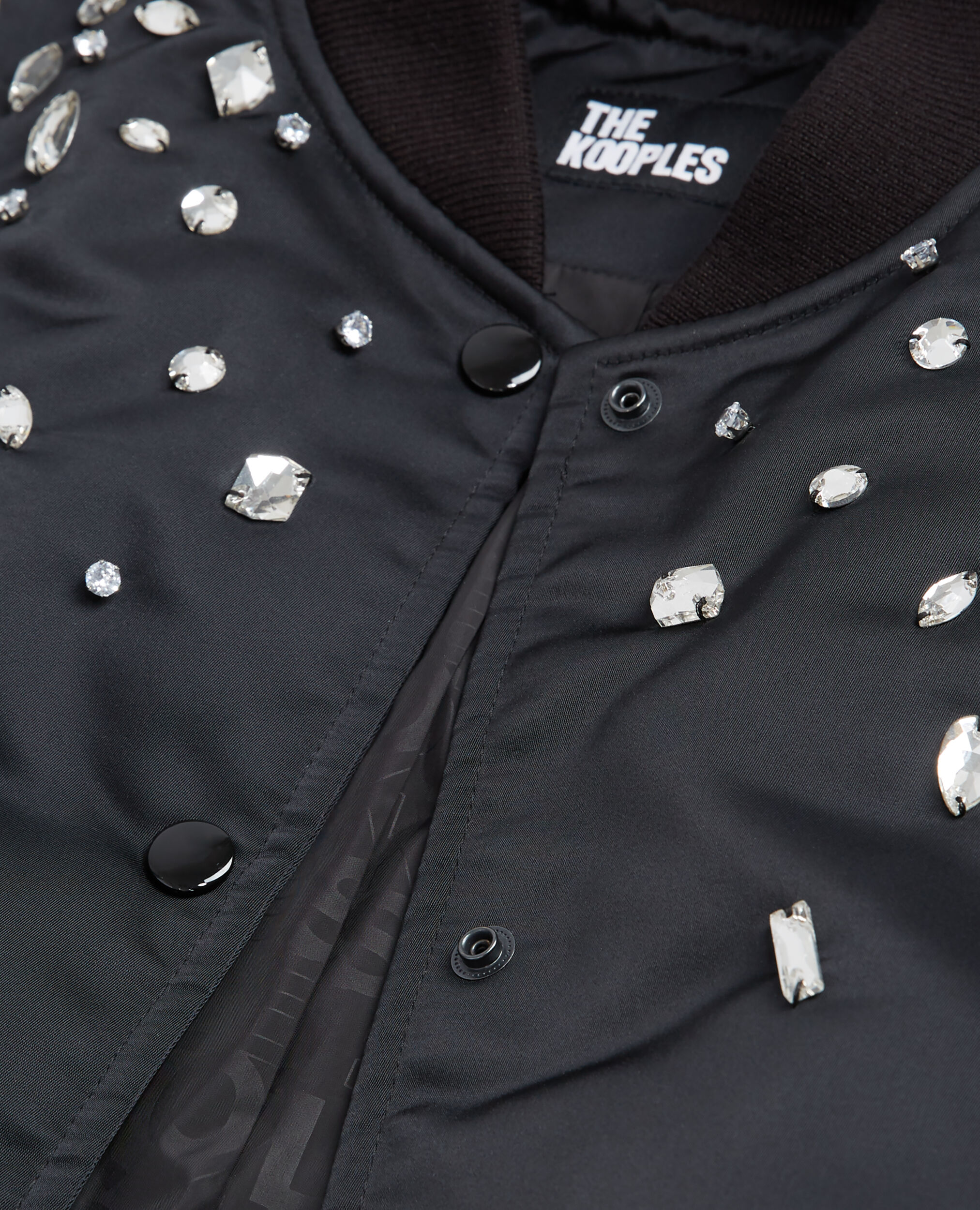Black bomber jacket with rhinestones, BLACK, hi-res image number null