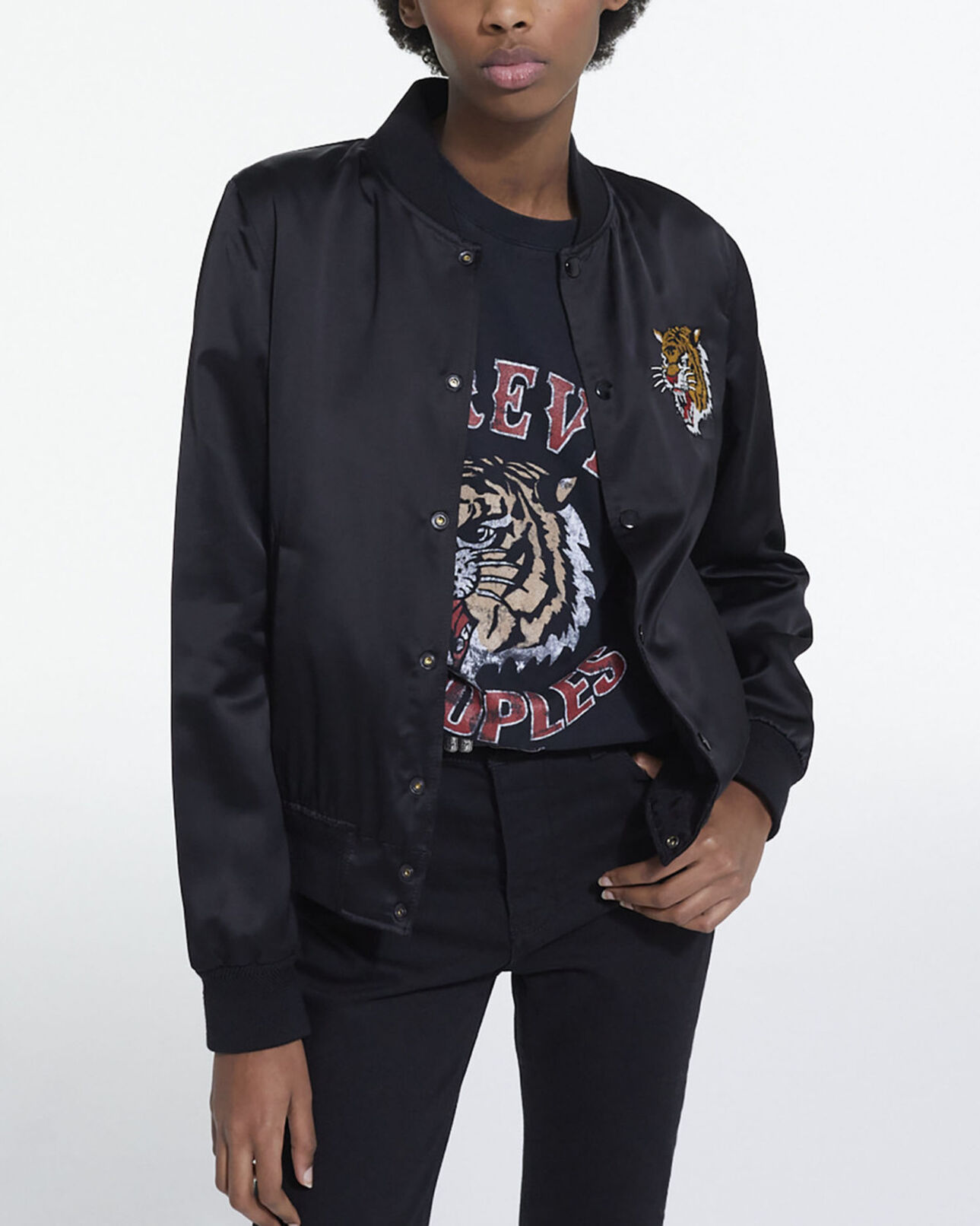The Kooples FEMME BLACK blouson en laine sérigraphié
