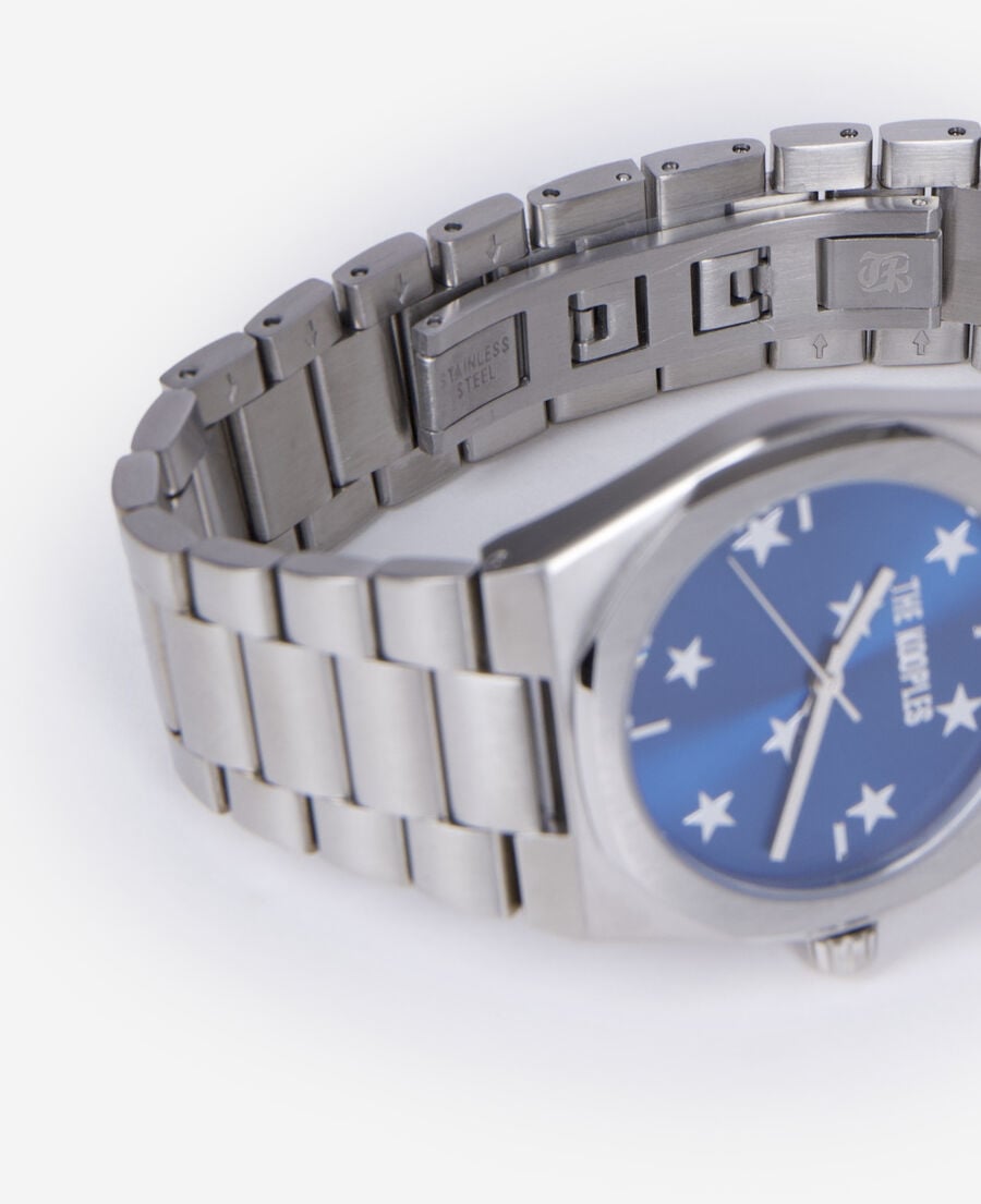 The Kooples MIXED NAVY / SILVER watch with silver stars and blue dial