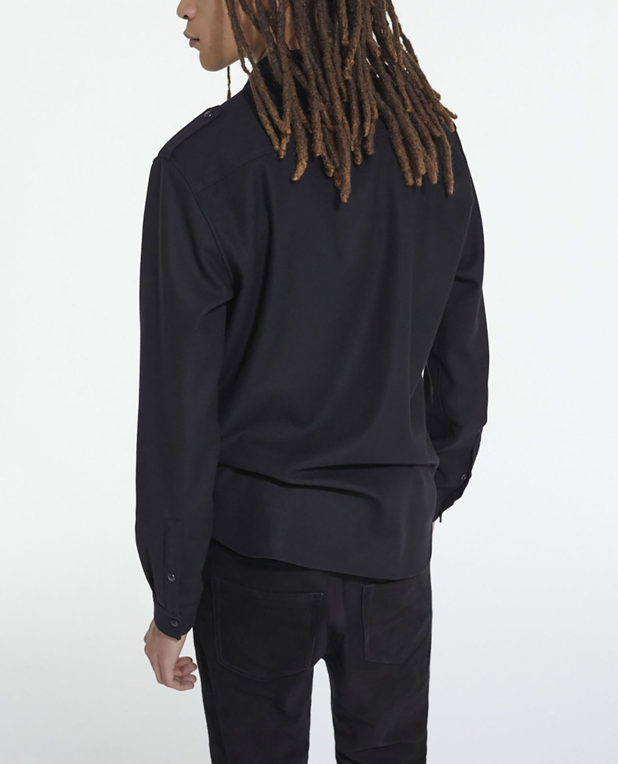 Black shirt with classic collar, BLACK, hi-res image number null