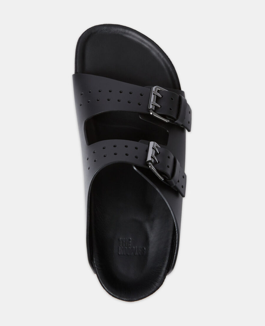 sandales en cuir noir