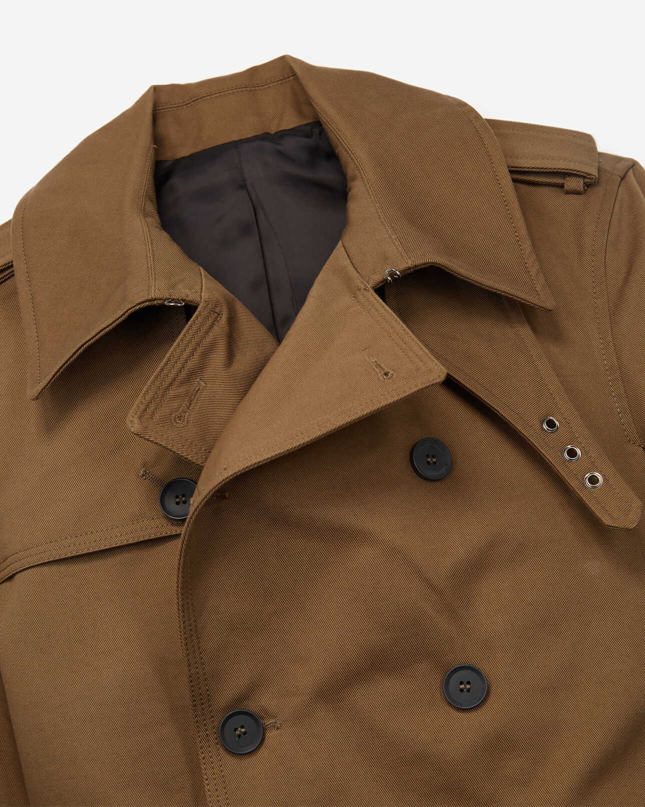 The Kooples MEN KAKI STONE double-breasted trench coat in cotton twill