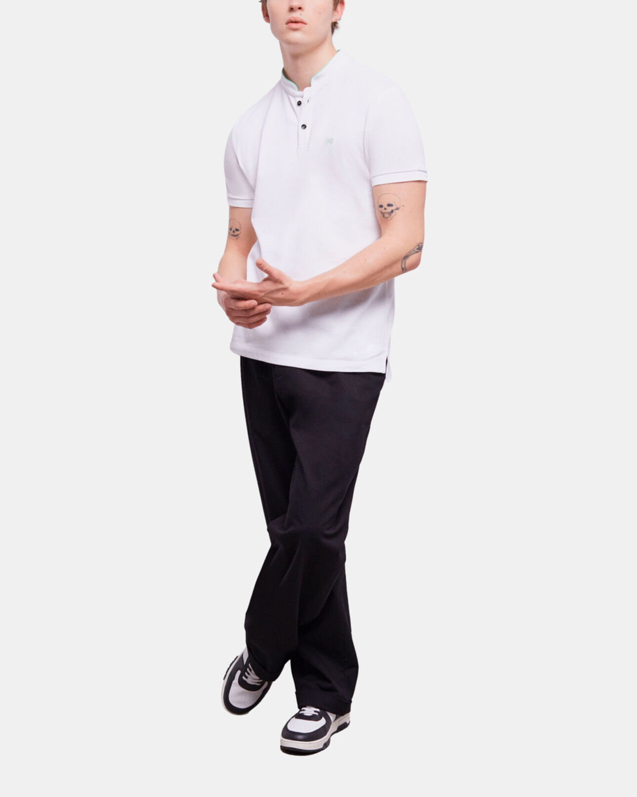 The Kooples MEN GREEN-WHITE green officer collar polo shirt