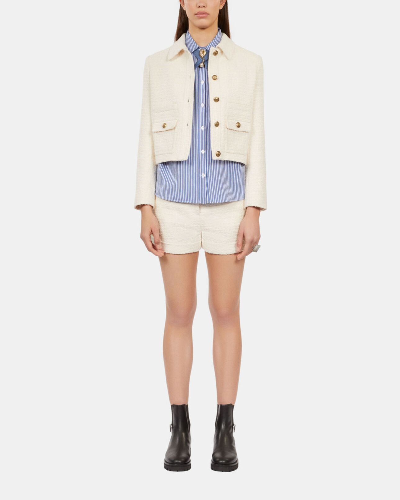 The Kooples WOMEN ECRU ecru tweed jacket