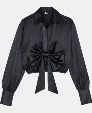 The Kooples DAMEN BLACK schwarzes top mit schleife
