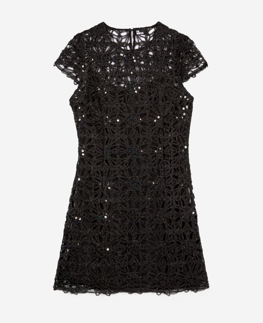 The Kooples DAMEN BLACK kurzes schwarzes guipure-kleid