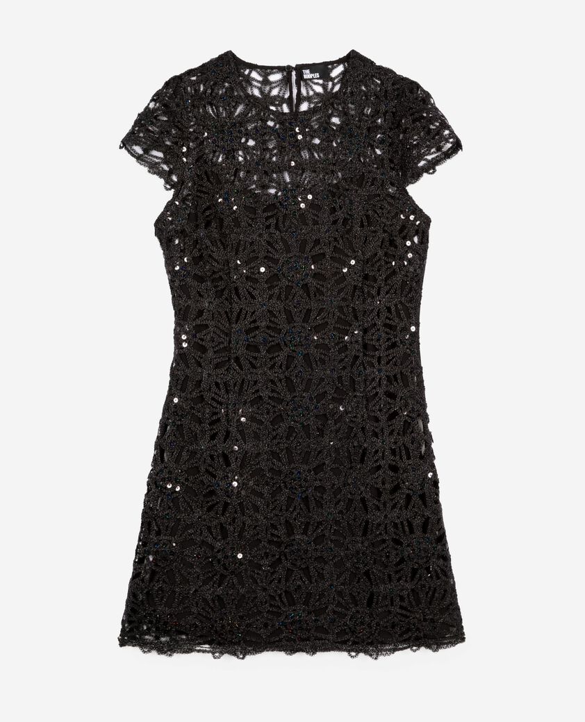 The Kooples MUJER BLACK vestido corto de guipur negro
