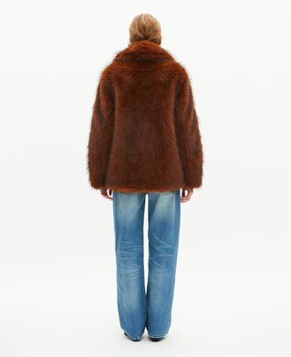 The Kooples WOMEN SAFRAN brown fur-effect short coat